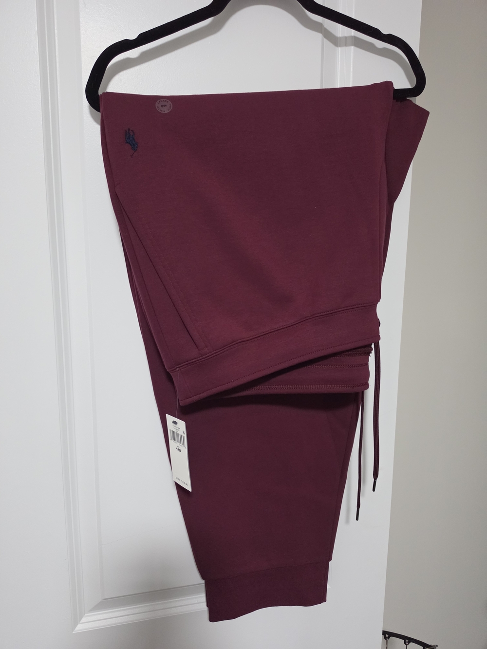 Ralph Lauren Burgandy Sweatpants with Blue Pony Logo